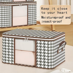 Houndstooth Pattern Clothes Box Zipper Dustproof Organizer