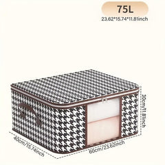 Houndstooth Pattern Clothes Box Zipper Dustproof Organizer
