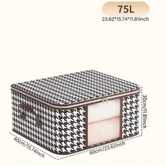 Houndstooth Pattern Clothes Box Zipper Dustproof Organizer