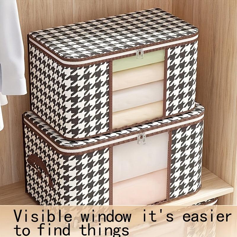 Houndstooth Pattern Clothes Box Zipper Dustproof Organizer
