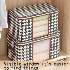 Houndstooth Pattern Clothes Box Zipper Dustproof Organizer