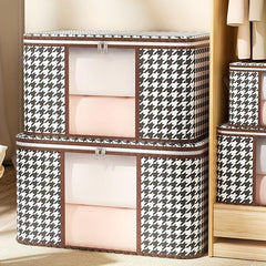 Houndstooth Pattern Clothes Box Zipper Dustproof Organizer
