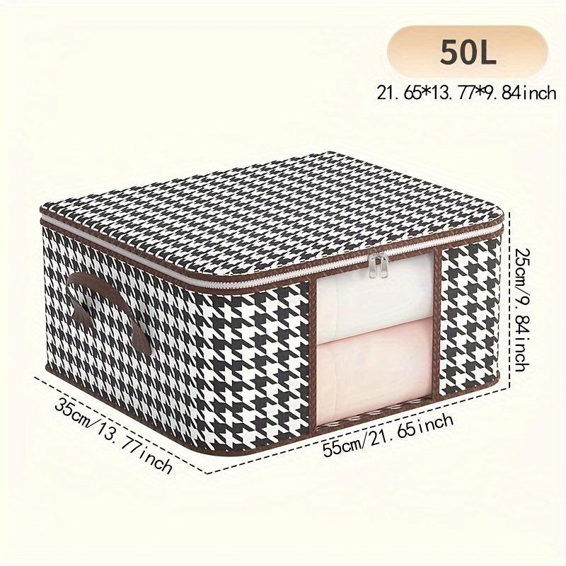 Houndstooth Pattern Clothes Box Zipper Dustproof Organizer