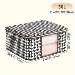 Houndstooth Pattern Clothes Box Zipper Dustproof Organizer