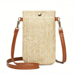 Summer Beach Bag Women's Straw Shoulder Bag Lightweight Mobile Phone Bag