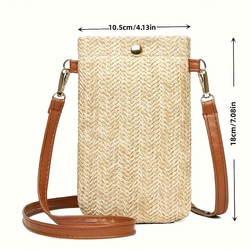 Summer Beach Bag Women's Straw Shoulder Bag Lightweight Mobile Phone Bag