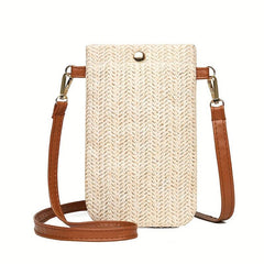 Summer Beach Bag Women's Straw Shoulder Bag Lightweight Mobile Phone Bag