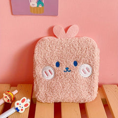 Cute Cartoon Plush Coin Purse Zipper Storage Pouch Sanitary Napkin Bag