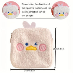 Cute Cartoon Plush Coin Purse Zipper Storage Pouch Sanitary Napkin Bag