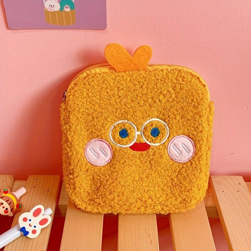Cute Cartoon Plush Coin Purse Zipper Storage Pouch Sanitary Napkin Bag