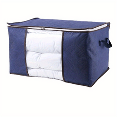 Large Capacity Foldable Clothes Bag With Window Dustproof Zipper