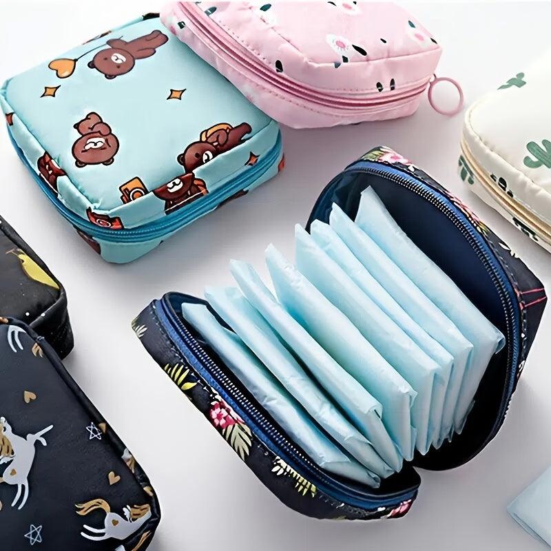 Cartoon Pattern Sanitary Napkin Bag Reusable Storage Bag Organizer