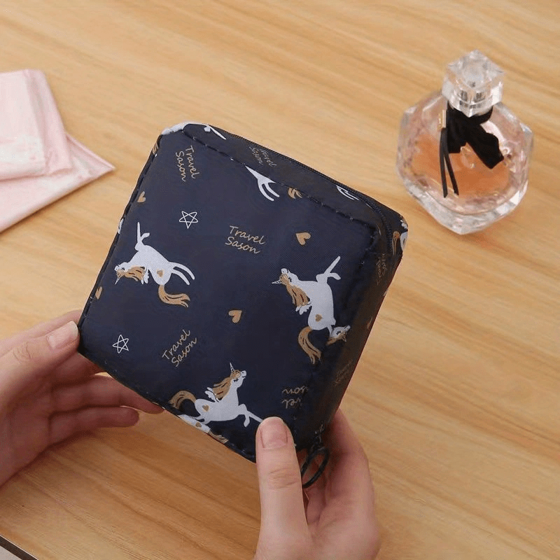 Cartoon Pattern Sanitary Napkin Bag Reusable Storage Bag Organizer