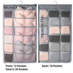 Hanging Underwear Storage Bag with Grids for Bedroom