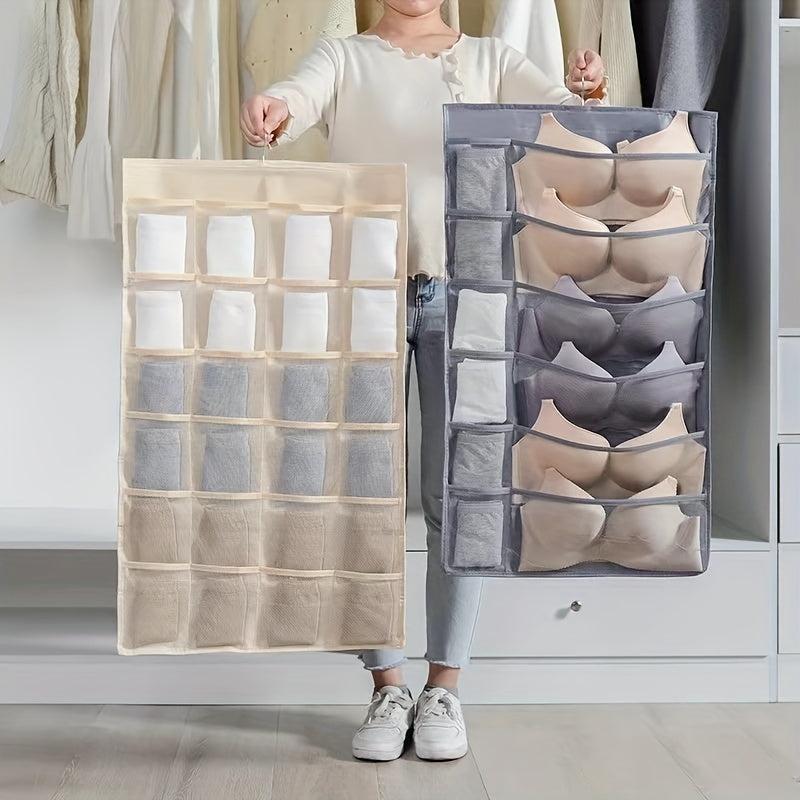 Hanging Underwear Storage Bag with Grids for Bedroom
