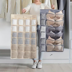 Hanging Underwear Storage Bag with Grids for Bedroom