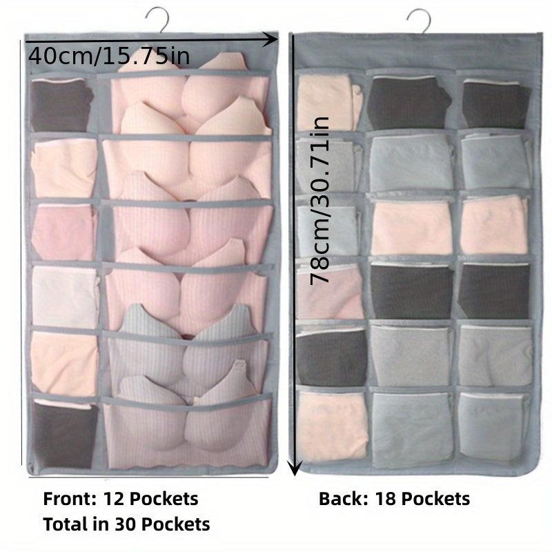 Hanging Underwear Storage Bag with Grids for Bedroom