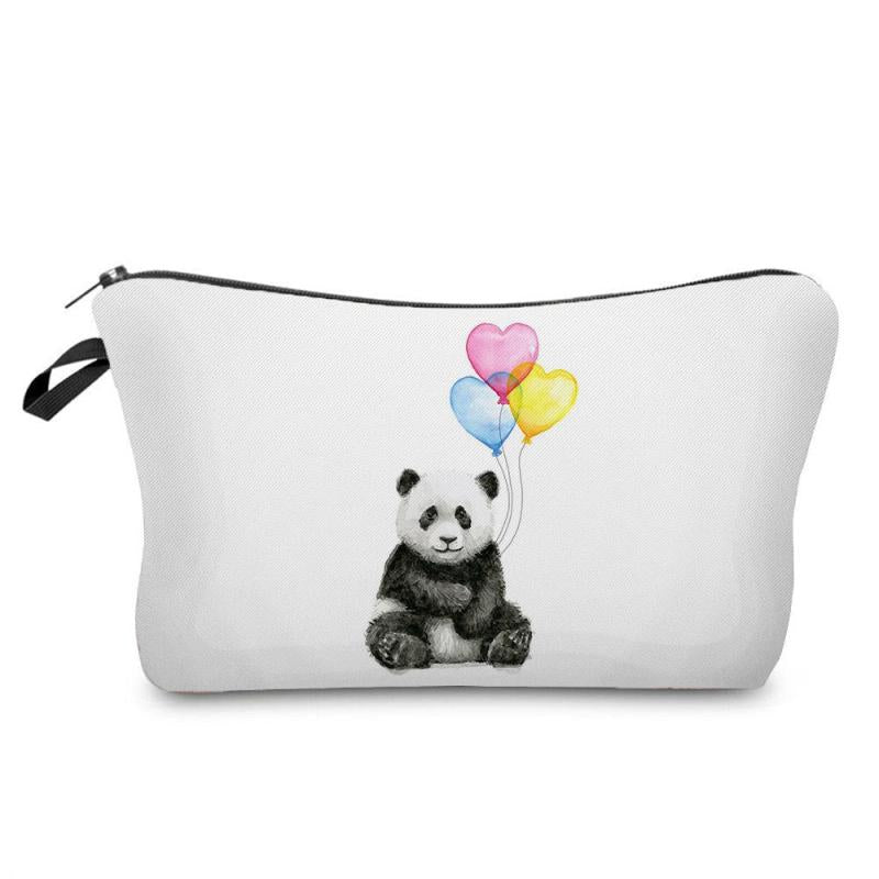 Cartoon Panda Canvas Bag Zipper Pouch Lightweight Storage