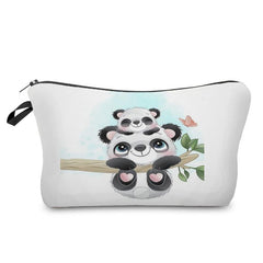 Cartoon Panda Canvas Bag Zipper Pouch Lightweight Storage