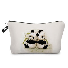Cartoon Panda Canvas Bag Zipper Pouch Lightweight Storage