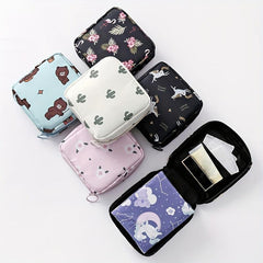 Cartoon Pattern Storage Zipper Bag Sanitary Napkin Pouch