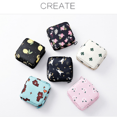 Cartoon Pattern Storage Zipper Bag Sanitary Napkin Pouch