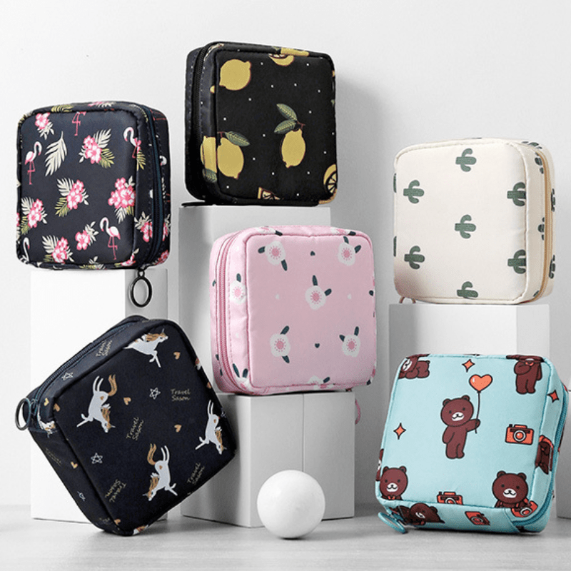 Cartoon Pattern Storage Zipper Bag Sanitary Napkin Pouch
