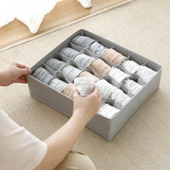 Solid Storage Container with Grids Socks Organizer for Closet