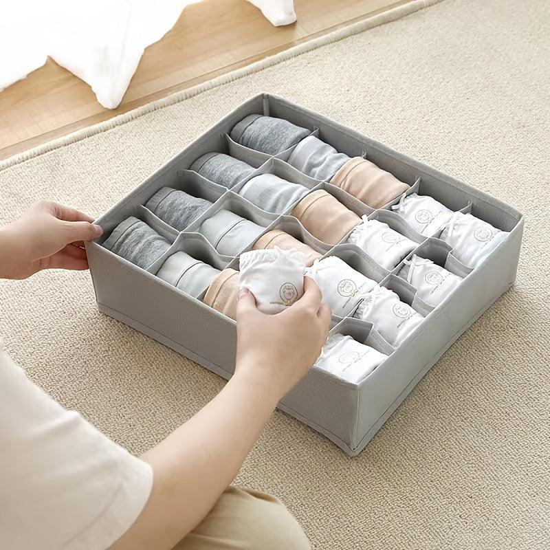Solid Storage Container with Grids Socks Organizer for Closet