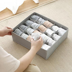 Solid Storage Container with Grids Socks Organizer for Closet