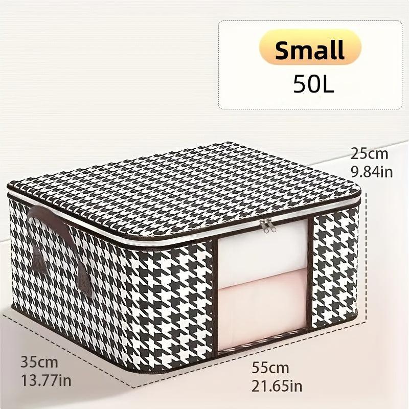 Houndstooth Pattern Storage Box Zipper Large Clothes Organizer