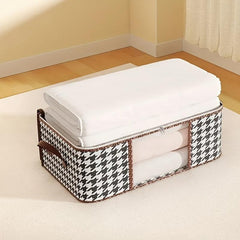 Houndstooth Pattern Storage Box Zipper Large Clothes Organizer