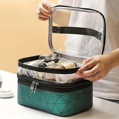 Clear Makeup Bag Organizers Waterproof PVC Double Layer Cosmetic Bag