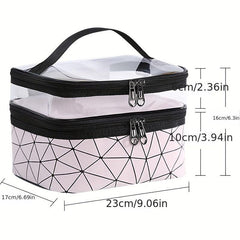 Clear Makeup Bag Organizers Waterproof PVC Double Layer Cosmetic Bag
