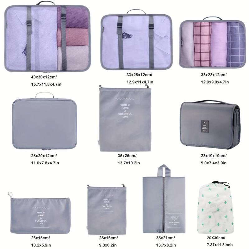 12pcs Set Packing Cubes With Shoes Bag Travel Accessories Waterproof
