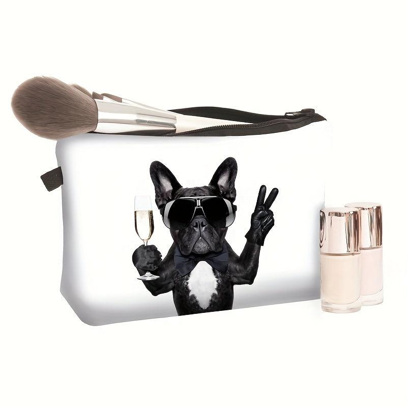 Bulldog Print Makeup Bag Zipper Portable Organizer Lightweight Carry On Pouch
