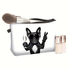 Bulldog Print Makeup Bag Zipper Portable Organizer Lightweight Carry On Pouch