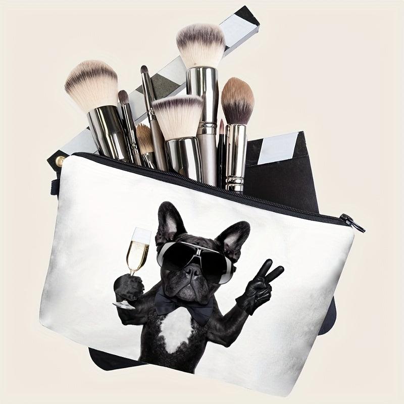 Bulldog Print Makeup Bag Zipper Portable Organizer Lightweight Carry On Pouch