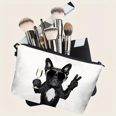 Bulldog Print Makeup Bag Zipper Portable Organizer Lightweight Carry On Pouch