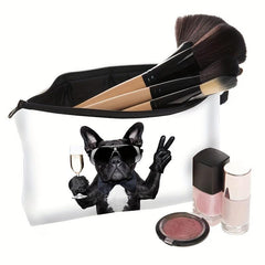 Bulldog Print Makeup Bag Zipper Portable Organizer Lightweight Carry On Pouch