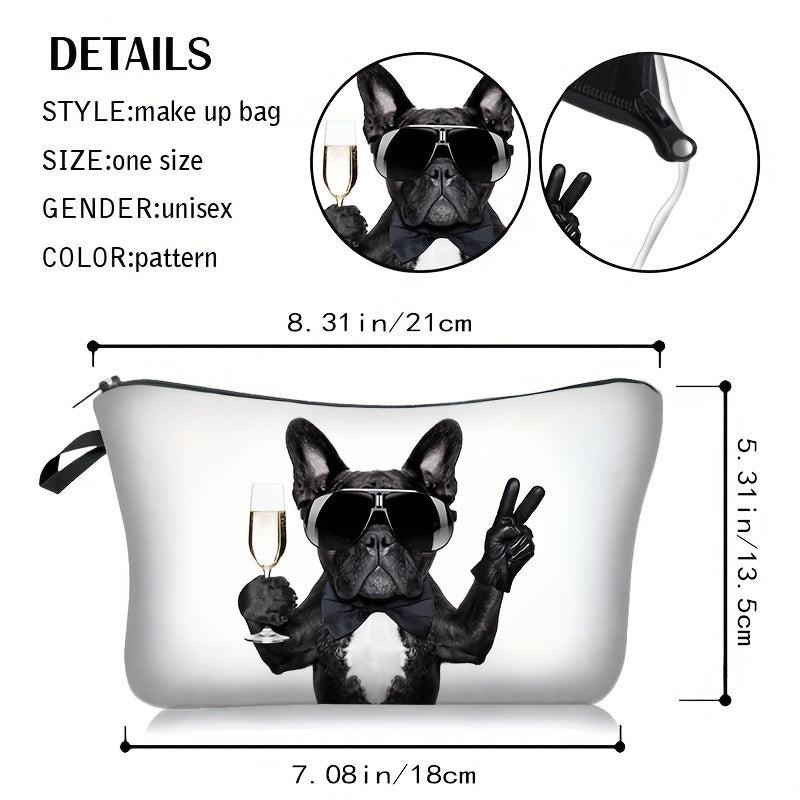 Bulldog Print Makeup Bag Zipper Portable Organizer Lightweight Carry On Pouch