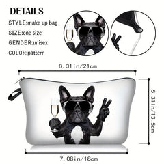 Bulldog Print Makeup Bag Zipper Portable Organizer Lightweight Carry On Pouch