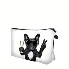Bulldog Print Makeup Bag Zipper Portable Organizer Lightweight Carry On Pouch