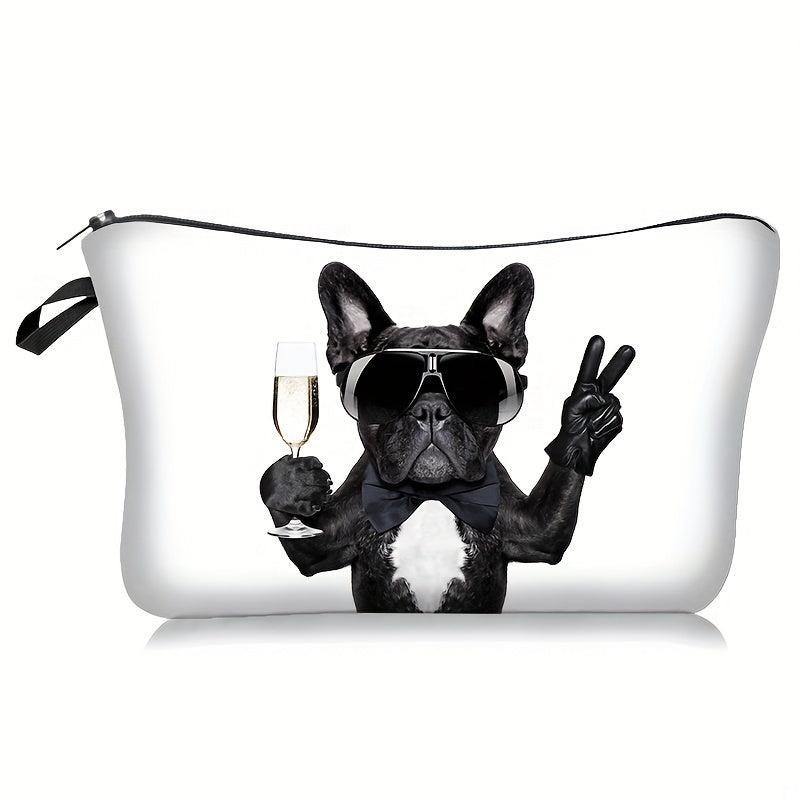 Bulldog Print Makeup Bag Zipper Portable Organizer Lightweight Carry On Pouch
