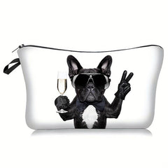 Bulldog Print Makeup Bag Zipper Portable Organizer Lightweight Carry On Pouch