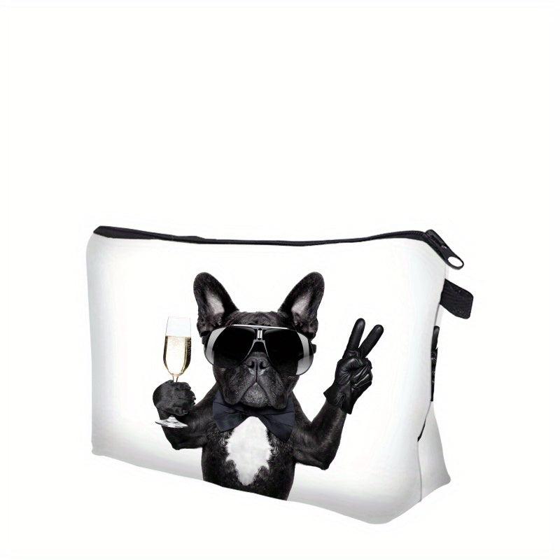 Bulldog Print Makeup Bag Zipper Portable Organizer Lightweight Carry On Pouch
