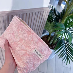 Colorful Striped Pattern Makeup Pouch Zipper Portable Cosmetic Bag