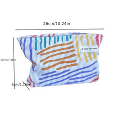 Colorful Striped Pattern Makeup Pouch Zipper Portable Cosmetic Bag