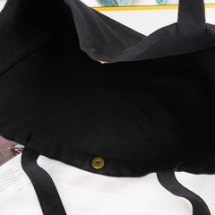 Solid Canvas Tote Bag Large Capacity Shoulder Bag Reusable Shopping