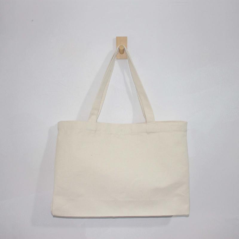 Solid Canvas Tote Bag Large Capacity Shoulder Bag Reusable Shopping